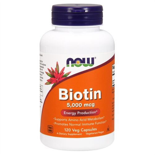 Viên uống hỗ trợ mọc tóc NOW Biotin 5000mcg hộp 120 viên của Mỹ